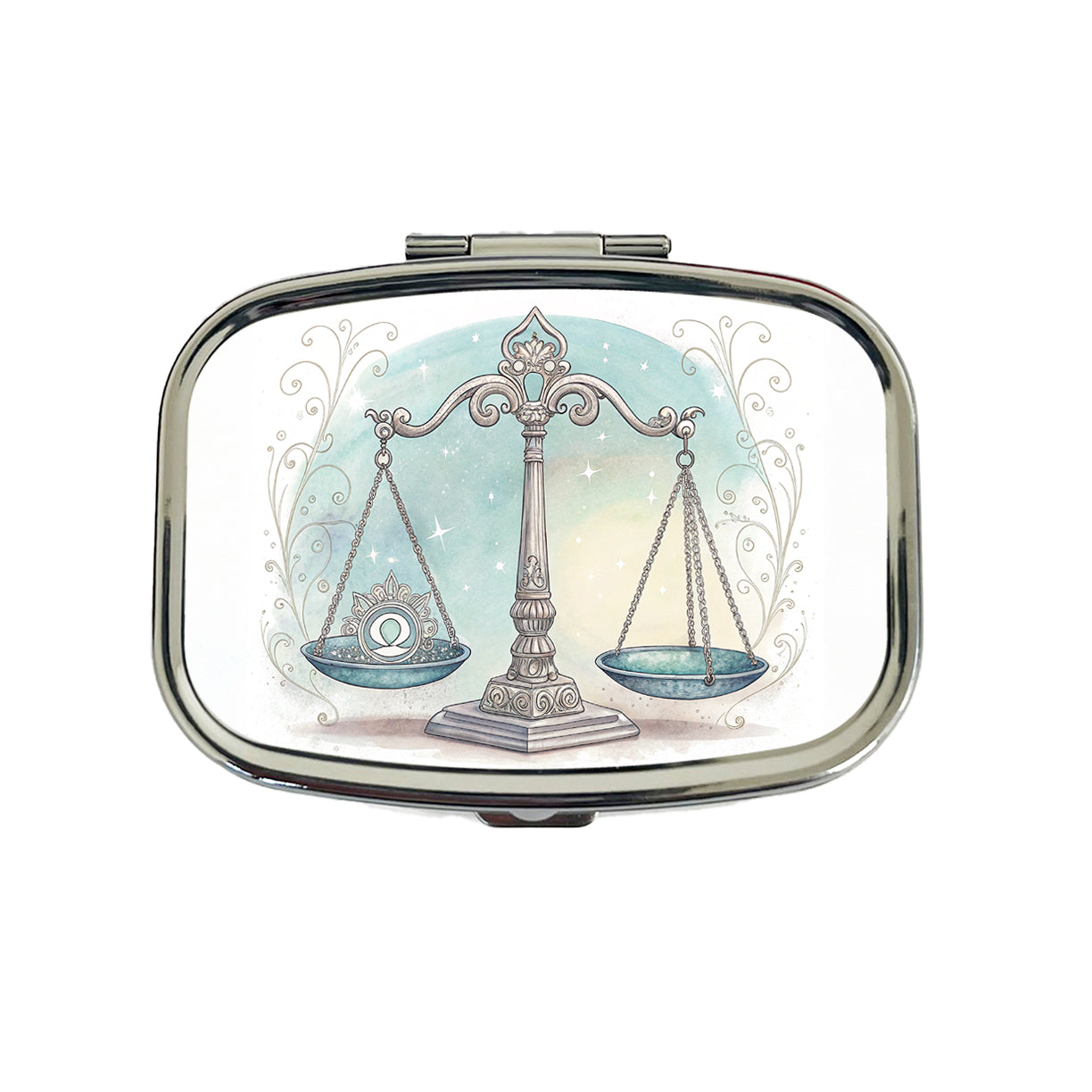 Zodiac Horoscope Symbol Libra Scales Travel Pill Box Case
