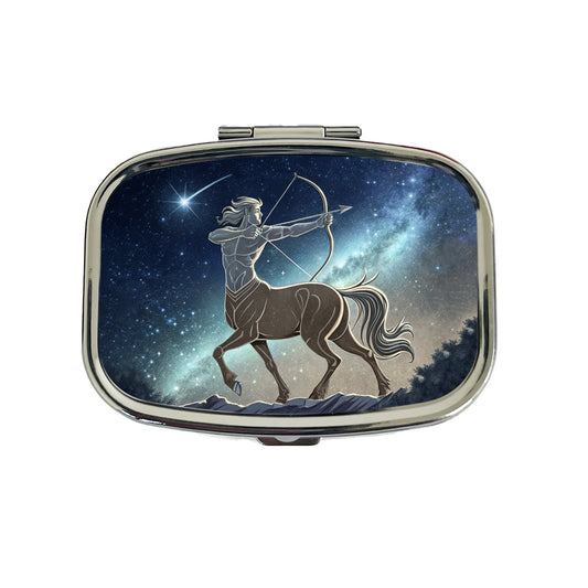 Zodiac Horoscope Symbol Sagittarius Centaur Travel Pill Box Case