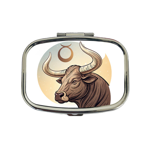 Zodiac Horoscope Symbol Taurus Bull Travel Pill Box Case