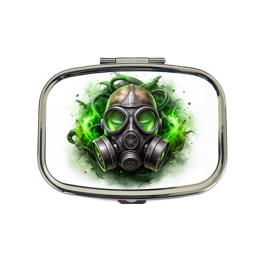 Zombie Outbreak Gas Mask Green Toxic Gas Travel Pill Box Case