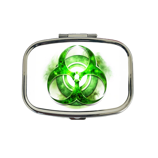 Zombie Outbreak Green Toxic Symbol Travel Pill Box Case