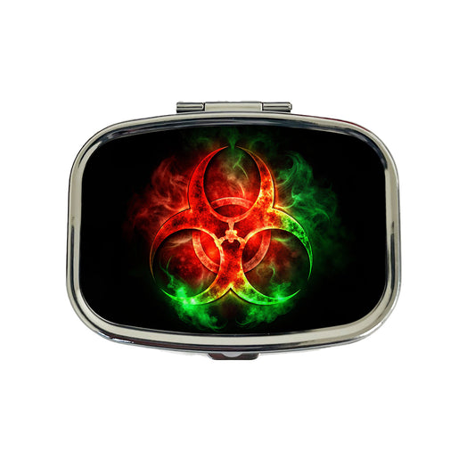 Zombie Outbreak Symbol With Red Green Toxic Gasses Travel Pill Box Case