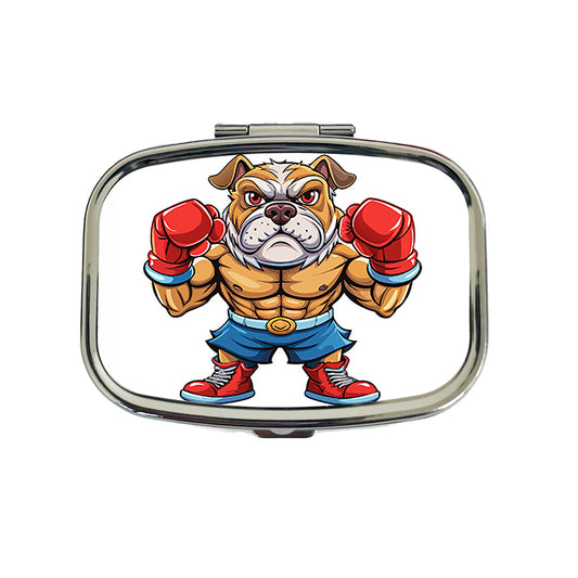 Fighting Bulldog Mascot With Boxing Gloves Travel Pill Box Case