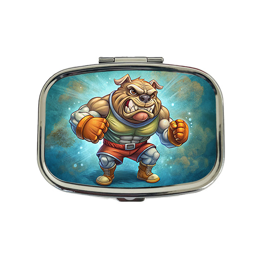 Fighting Bulldog School Mascot Travel Pill Box Case