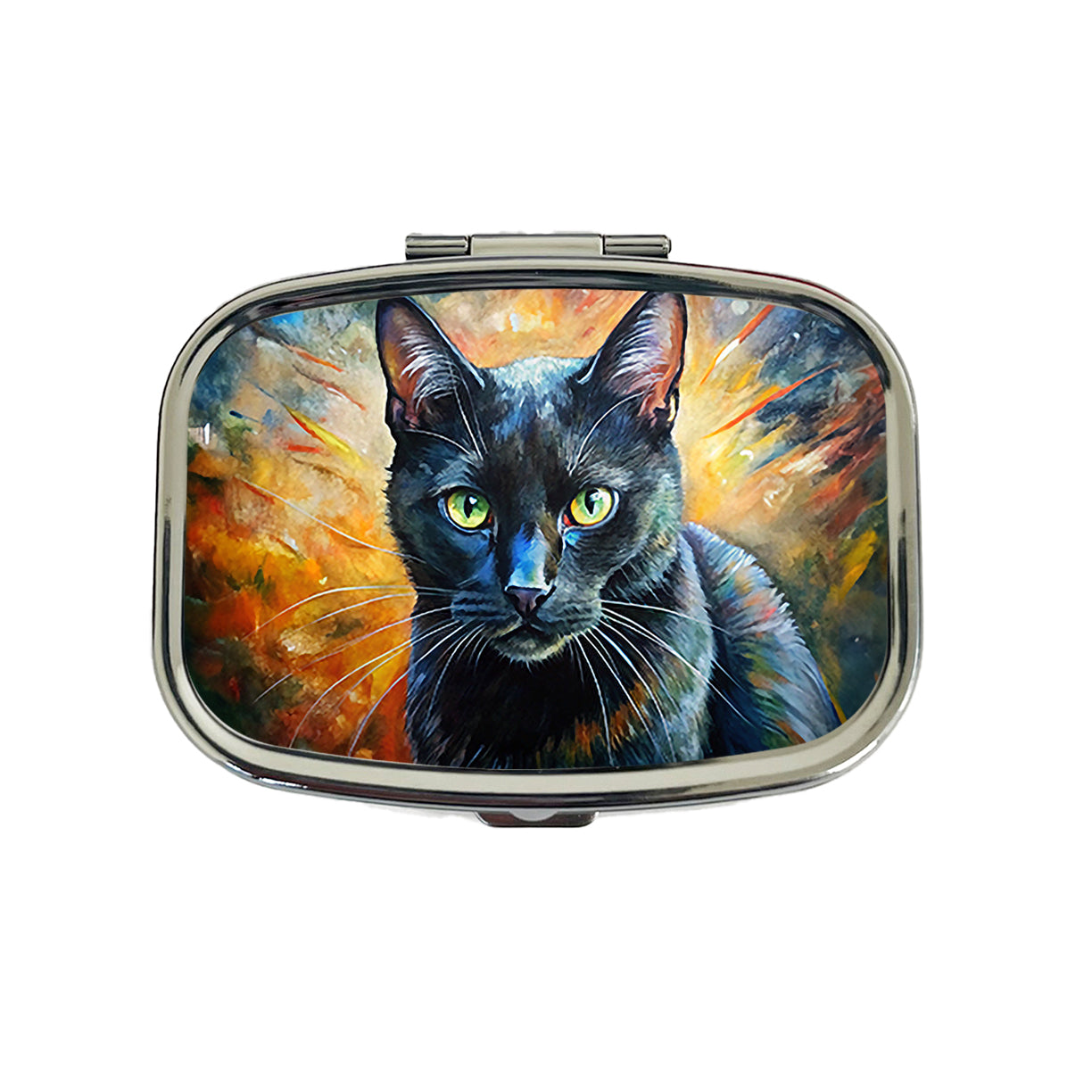 Black Cat Expressionism Art Travel Pill Box Case