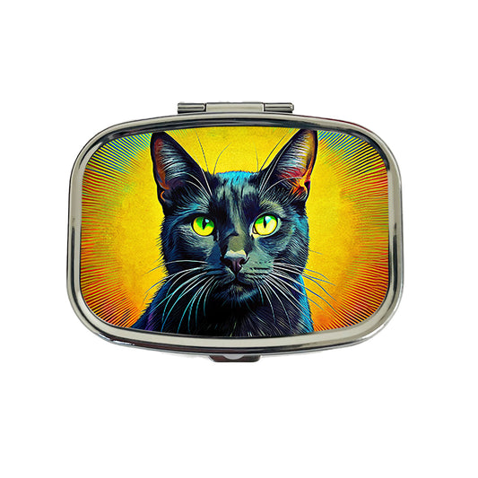 Black Cat Pop Art Travel Pill Box Case