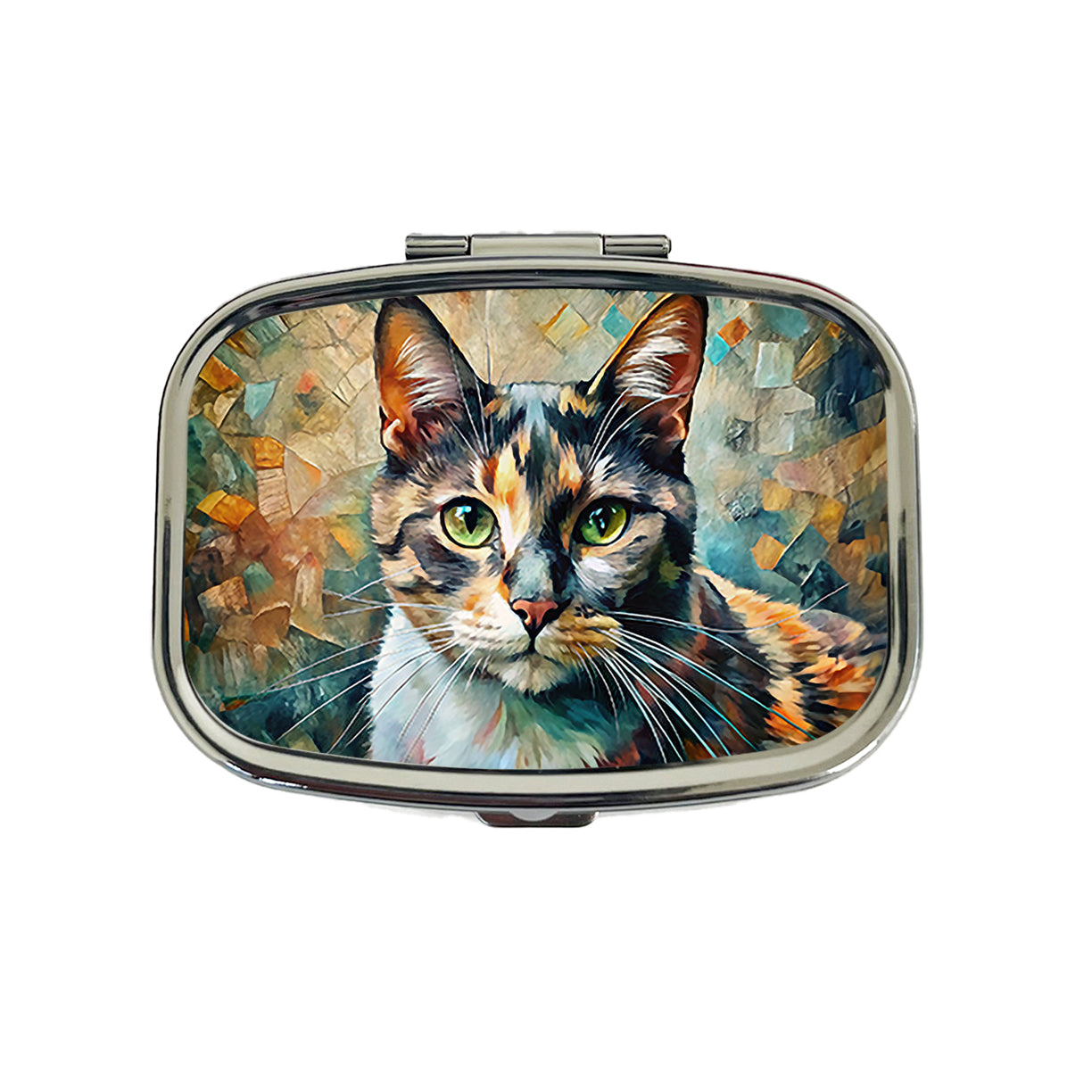 Calico Cat Abstract Art Travel Pill Box Case
