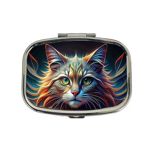 Persian Cat Abstract Stylized Art Travel Pill Box Case