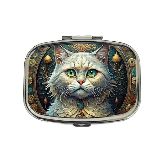 Persian Cat Art Nouveau Travel Pill Box Case