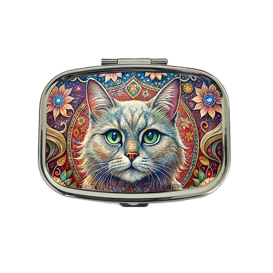 Persian Cat Bohemian Art Travel Pill Box Case