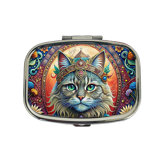 Persian Cat French Bohemian Art Travel Pill Box Case
