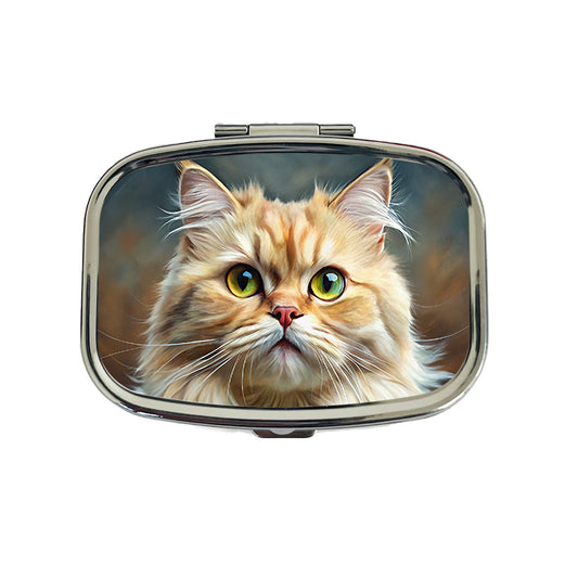 Persian Cat Illustration Travel Pill Box Case