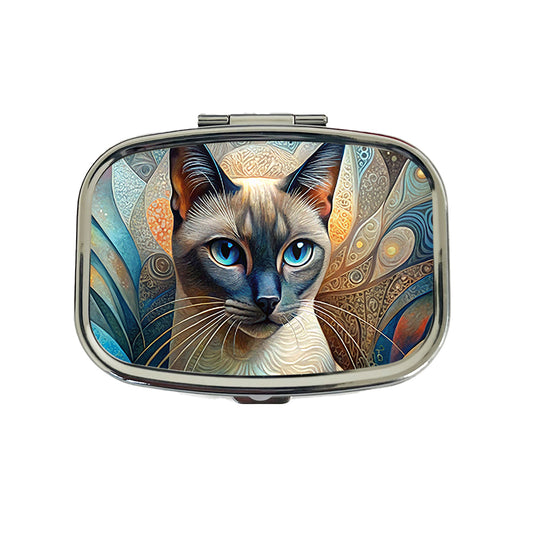 Siamese Cat Abstract Art Travel Pill Box Case