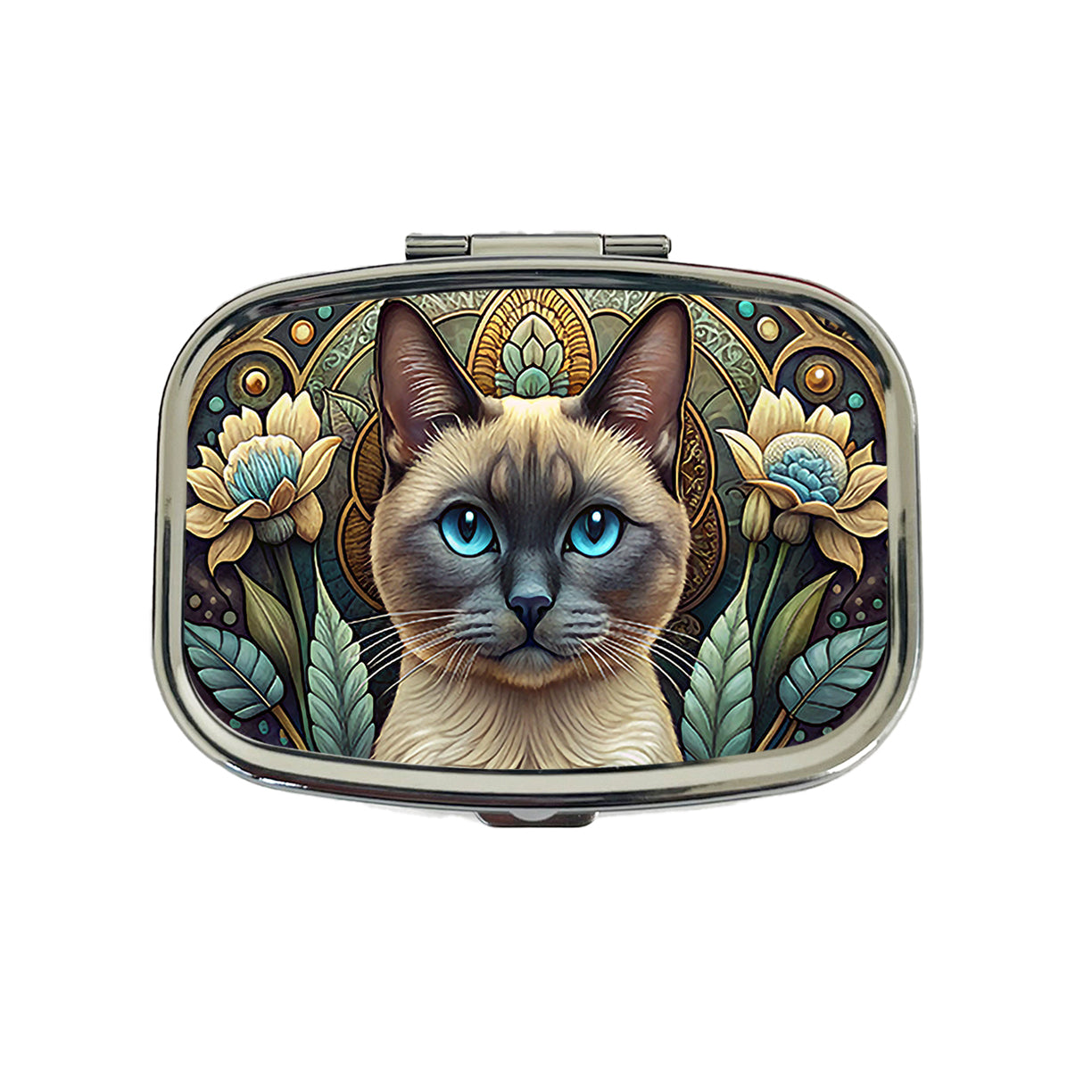 Siamese Cat Art Nouveau Travel Pill Box Case