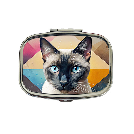 Siamese Cat Contemporary Art Travel Pill Box Case
