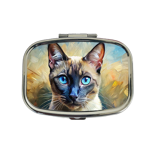 Siamese Cat Expressionism Art Travel Pill Box Case