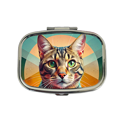 Tabby Cat Contemporary Art Travel Pill Box Case