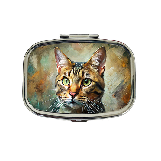 Tabby Cat Expressionism Art Travel Pill Box Case