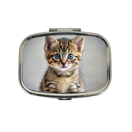 Tabby Cat Kitten Photo Travel Pill Box Case
