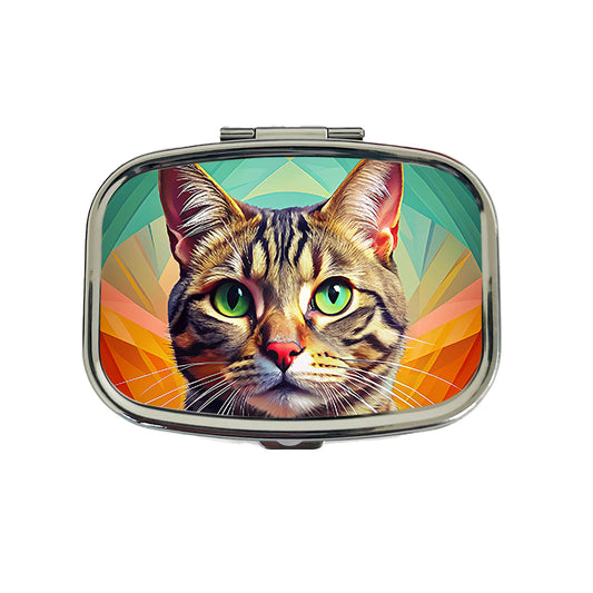 Tabby Cat Pop Art Travel Pill Box Case