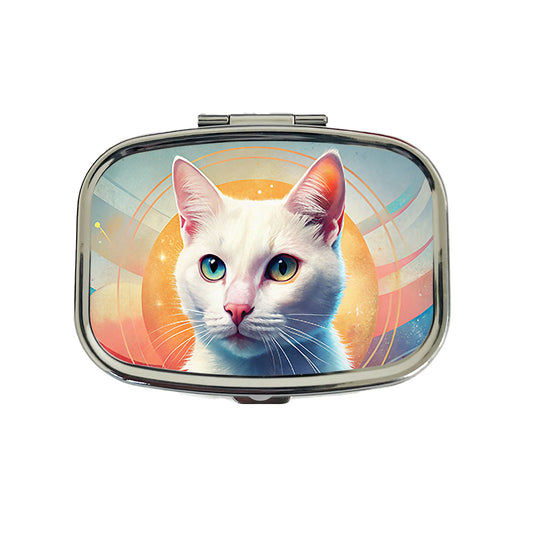 White Cat Contemporary Art Travel Pill Box Case