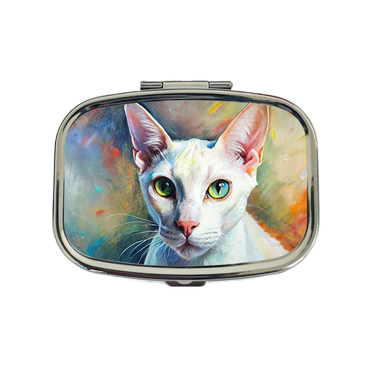 White Cat Expressionism Art Travel Pill Box Case