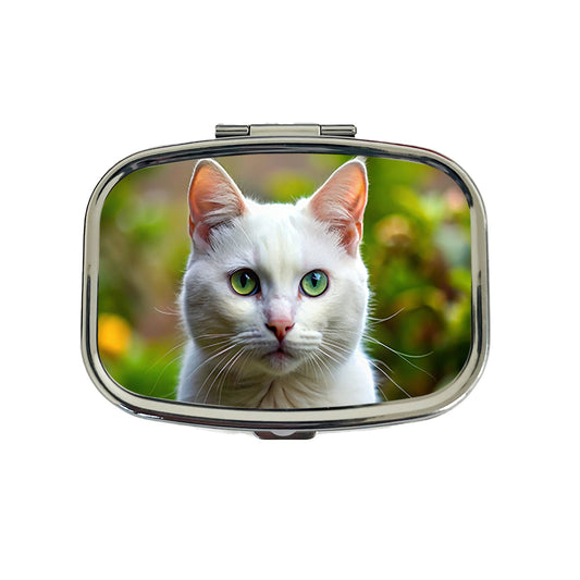 White Cat Photo Travel Pill Box Case