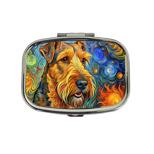 Airedale Terrier Dog Abstract Art Travel Pill Box Case