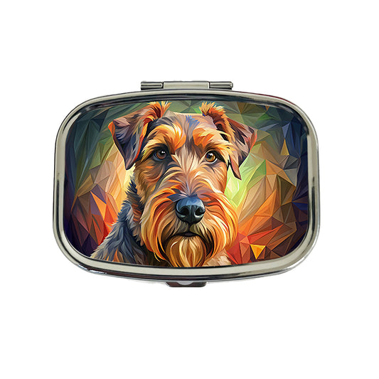 Airedale Terrier Dog Abstract Stylized Art Travel Pill Box Case