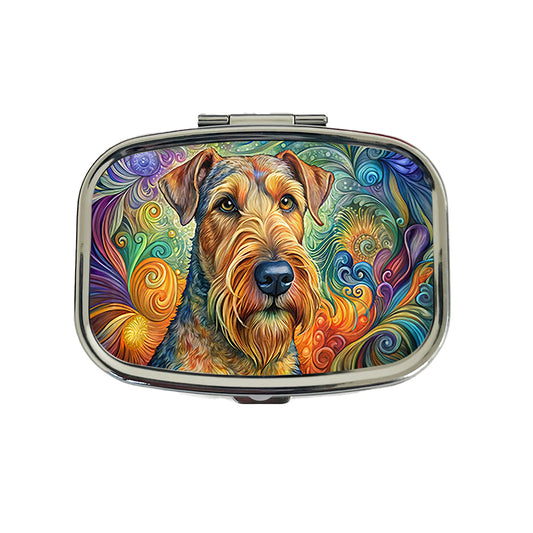 Airedale Terrier Dog Bohemian Art Travel Pill Box Case