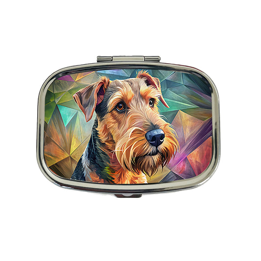Airedale Terrier Dog Contemporary Art Travel Pill Box Case