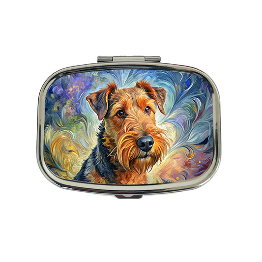 Airedale Terrier Dog Expressionism Art Travel Pill Box Case