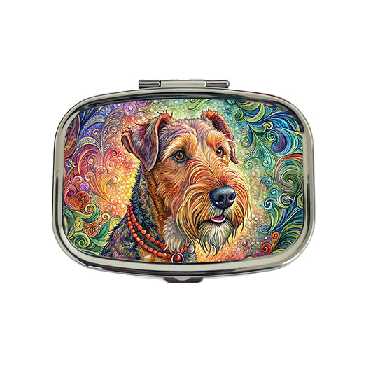 Airedale Terrier Dog French Bohemian Art Travel Pill Box Case