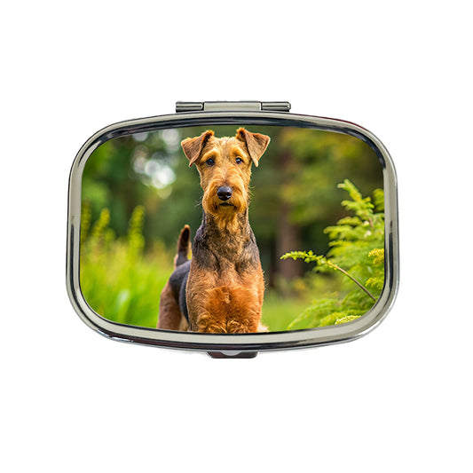 Airedale Terrier Dog Photo Travel Pill Box Case
