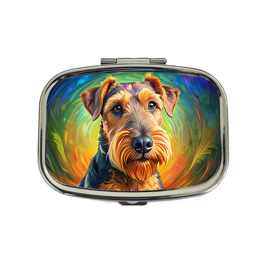 Airedale Terrier Dog Pop Art Travel Pill Box Case