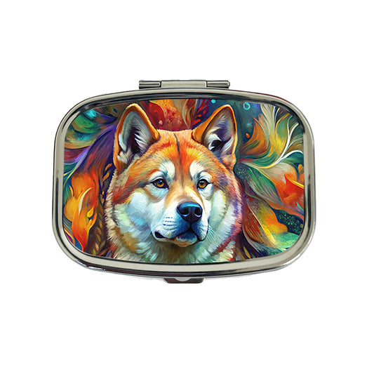 Akita Dog Abstract Art Travel Pill Box Case