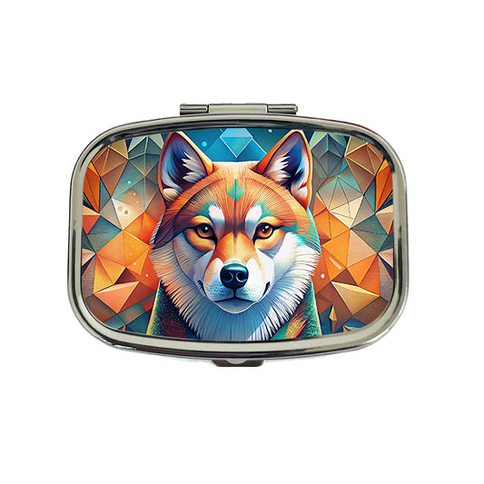 Akita Dog Abstract Stylized Art Travel Pill Box Case