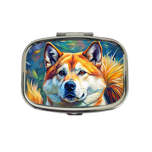Akita Dog Expressionism Art Travel Pill Box Case
