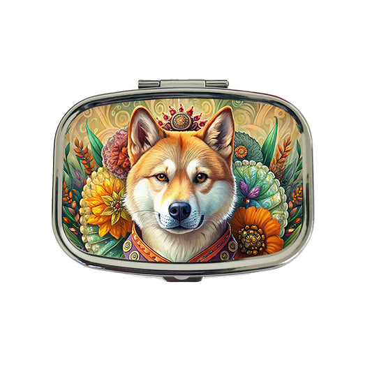 Akita Dog French Bohemian Art Travel Pill Box Case