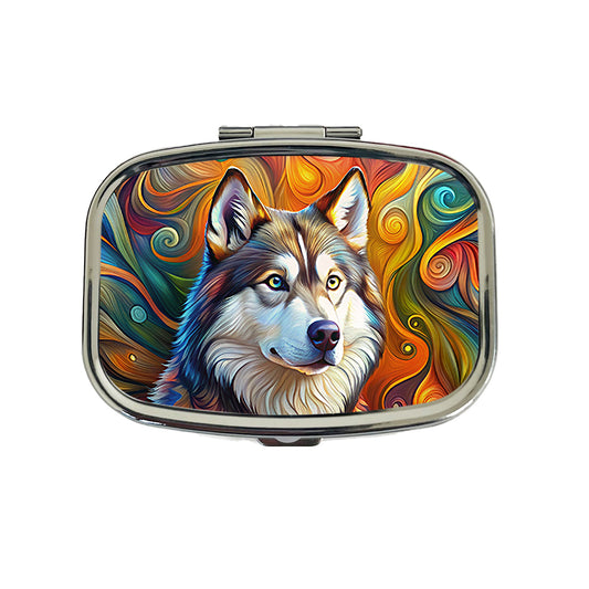 Alaskan Malamute Dog Abstract Art Travel Pill Box Case