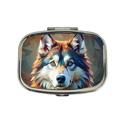 Alaskan Malamute Dog Abstract Stylized Art Travel Pill Box Case