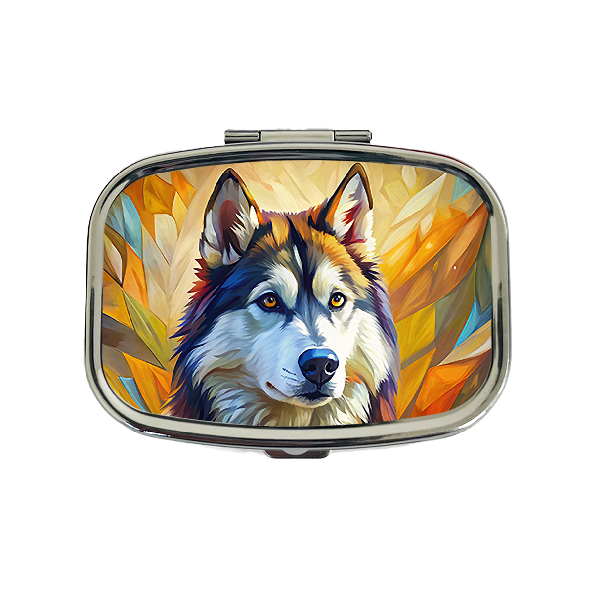 Alaskan Malamute Dog Expressionism Art Travel Pill Box Case