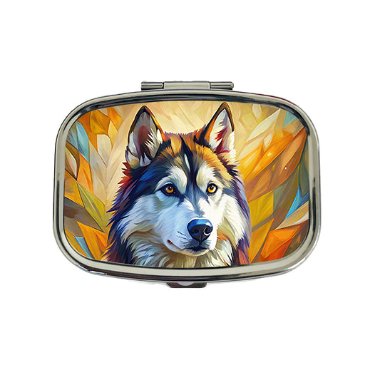 Alaskan Malamute Dog Expressionism Art Travel Pill Box Case