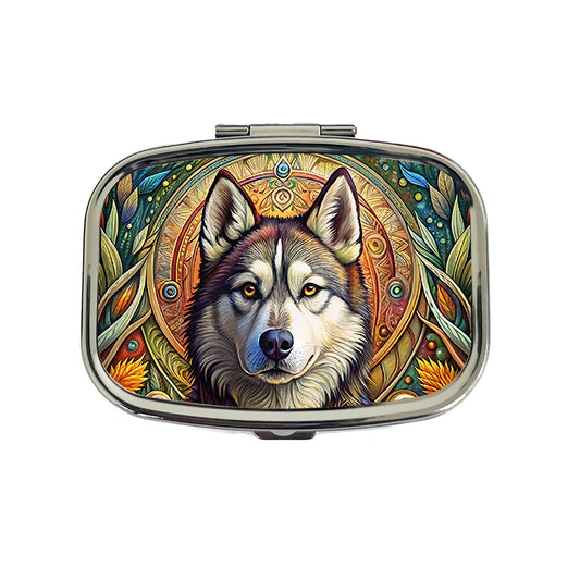 Alaskan Malamute Dog French Bohemian Art Travel Pill Box Case