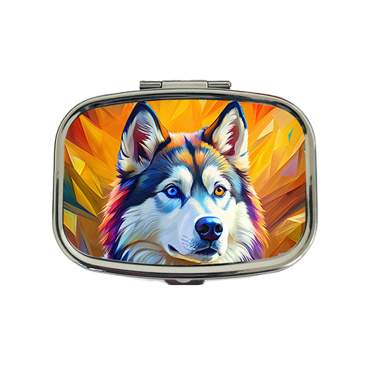 Alaskan Malamute Dog Pop Art Travel Pill Box Case