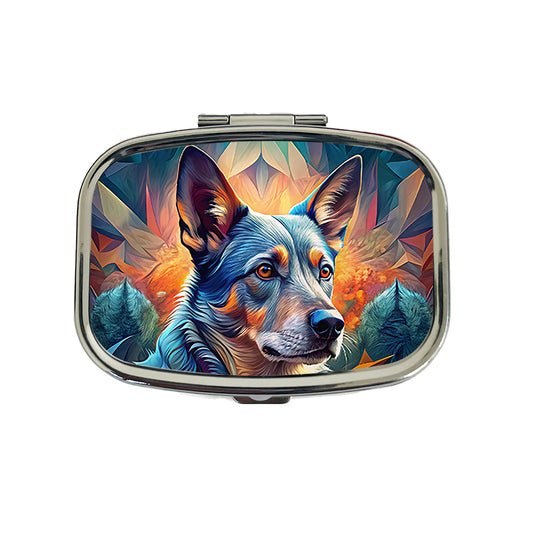 Australian Cattle Dog Abstract Stylized Art Travel Pill Box Case