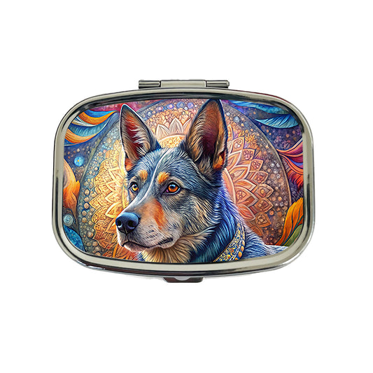 Australian Cattle Dog Bohemian Art Travel Pill Box Case