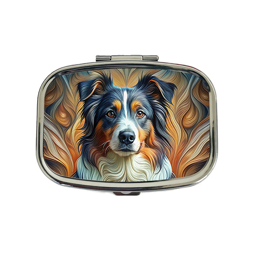 Australian Shepherd Dog Abstract Art Travel Pill Box Case