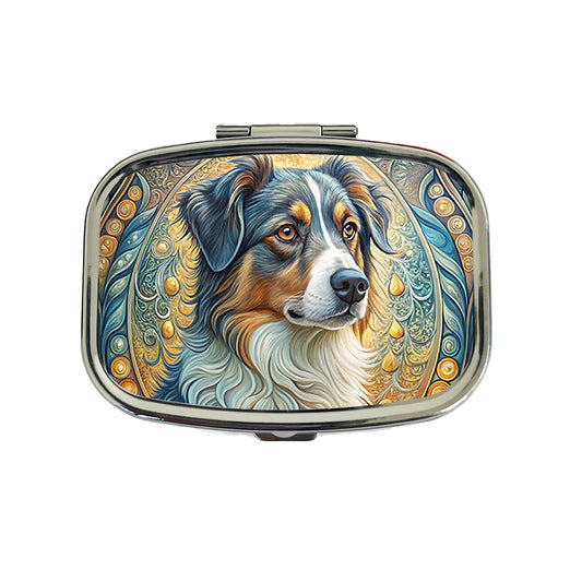 Australian Shepherd Dog Art Nouveau Travel Pill Box Case