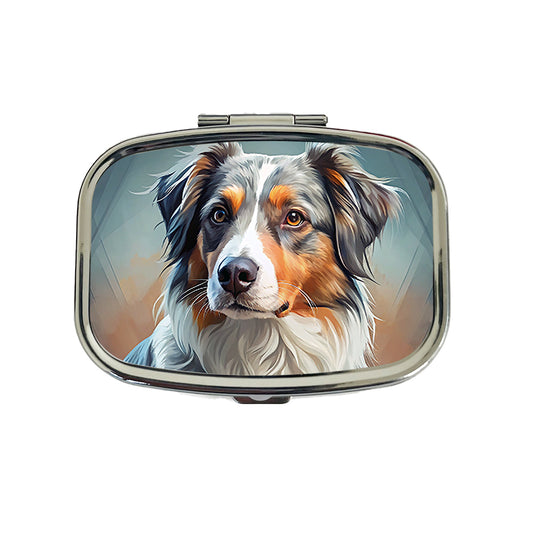 Australian Shepherd Dog Contemporary Art Travel Pill Box Case